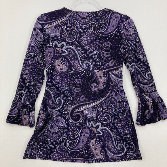 INC International Concepts Small Purple Paisley Y2K Wrap Babydoll Top Whimsigoth - Picture 7 of 8